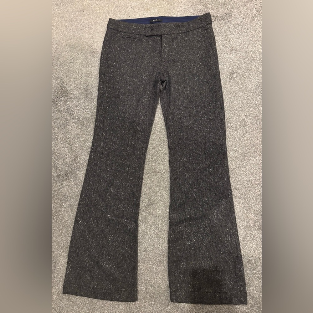 7 for All Mankind, dark grey wool blend lined pants w silver sparkly threading